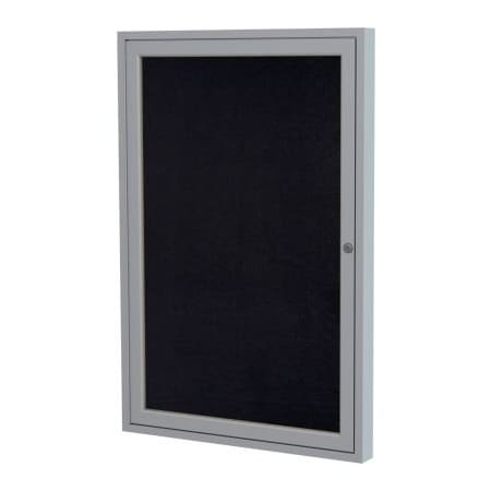 Ghent Ghent Enclosed Bulletin Board, 1 Door, 30"W x 36"H, Black Recycled Rubber/Silver Frame PA13630TR-BK
